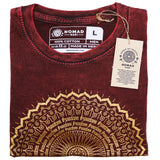 Nomad Sari Stonewashed Cotton T-Shirt  Mandala  Maroon  Large