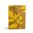 Lokta Bold Floral Bamboo Lock Notebook  Medium (15x12cm)  45 Leaves  Mustard Brown