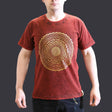 Nomad Sari Stonewashed Cotton T-Shirt  Mandala  Maroon  Small