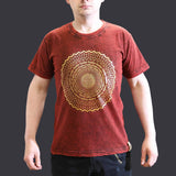 Nomad Sari Stonewashed Cotton T-Shirt  Mandala  Maroon  Small