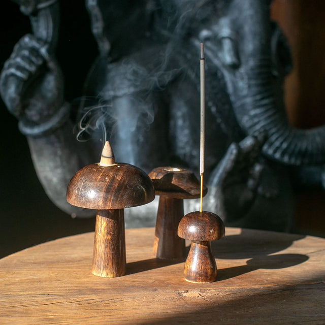 Set of 3 Flat Incense Cone Mushrooms (13cm 12cm 11cm)