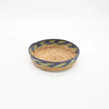 Straw & Seagrass Tray Baskets - Natural Green & Blue- Set of 3