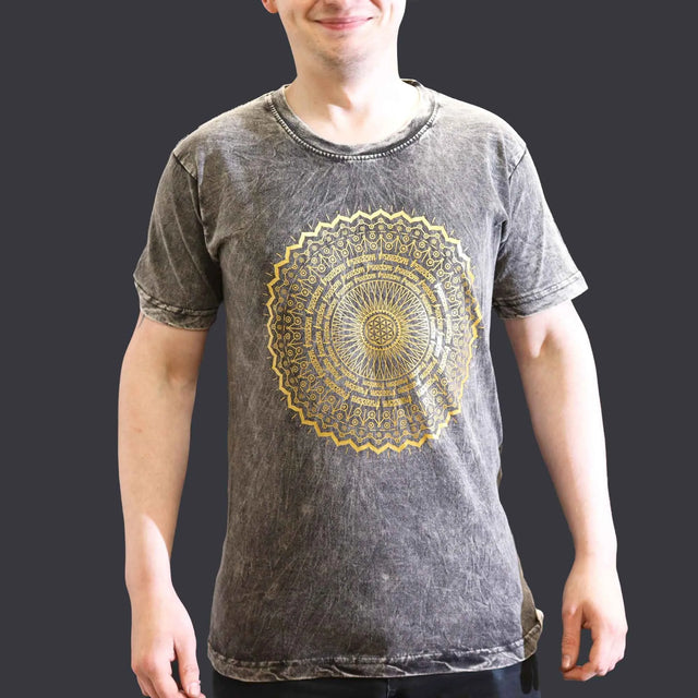 Nomad Sari Stonewashed Cotton T-Shirt  Mandala  Dark Grey  Small