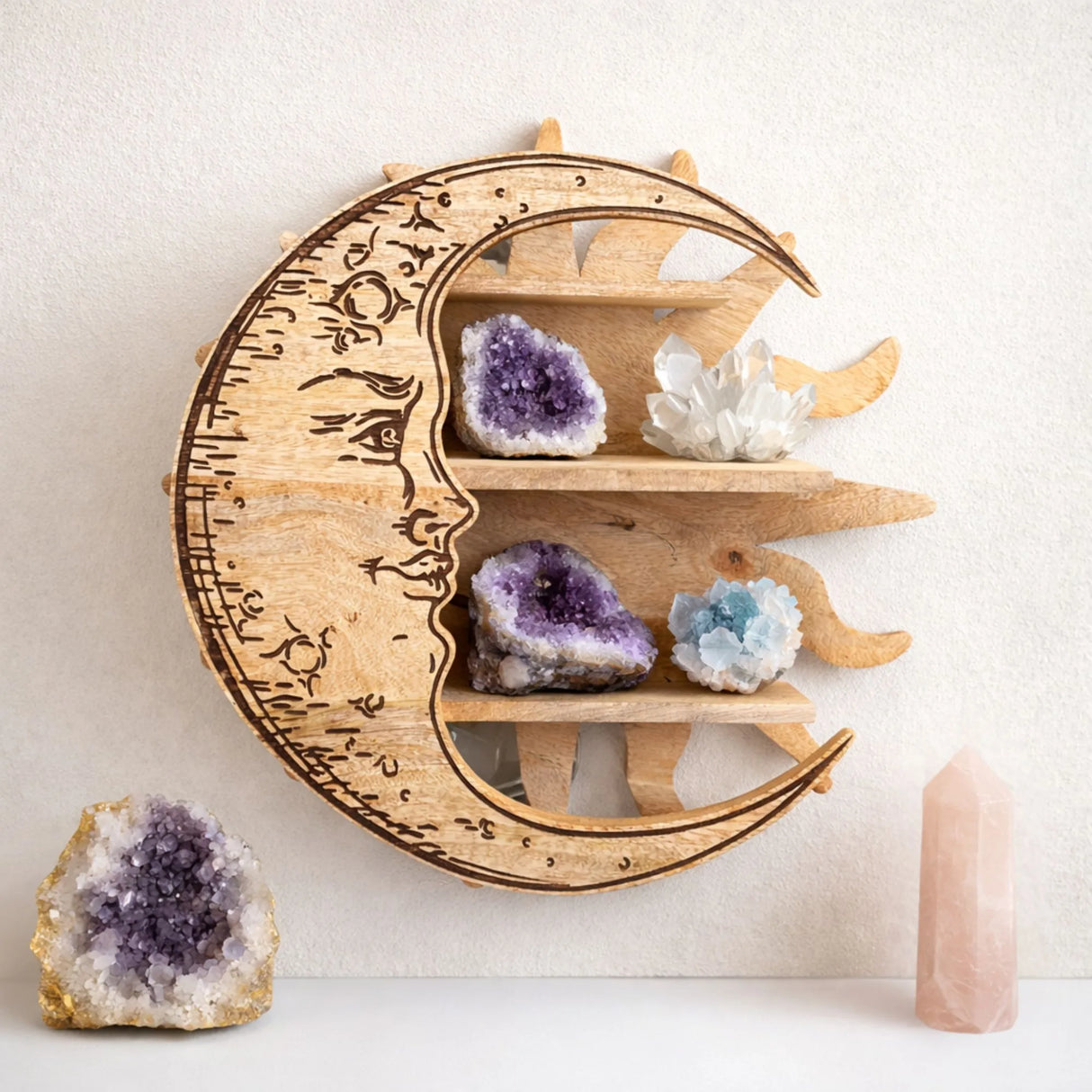 Sunrays & Moon 3 Tier Wall Shelf
