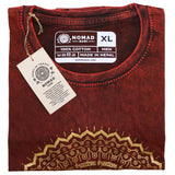 Nomad Sari Stonewashed Cotton T-Shirt  Hamsa  Maroon  XL