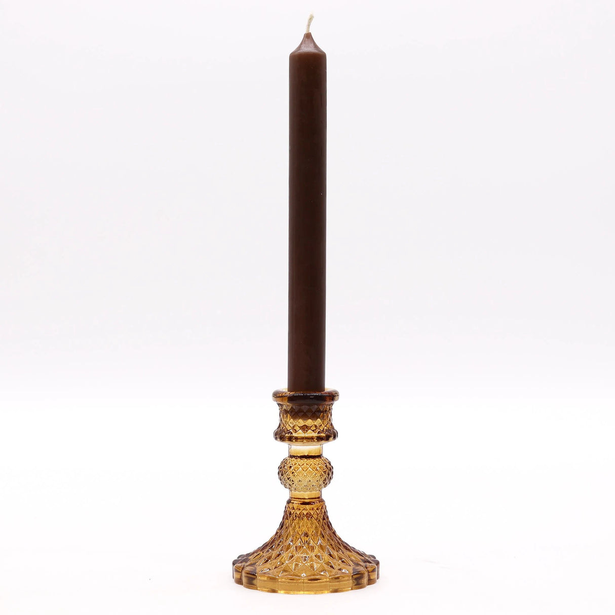 Vintage Dinner Candle Holder - Antique Amber