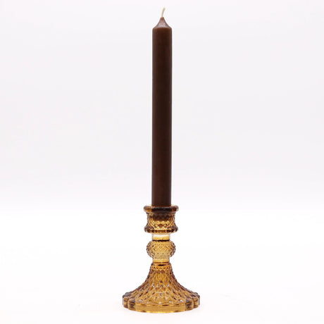 Vintage Dinner Candle Holder - Antique Amber