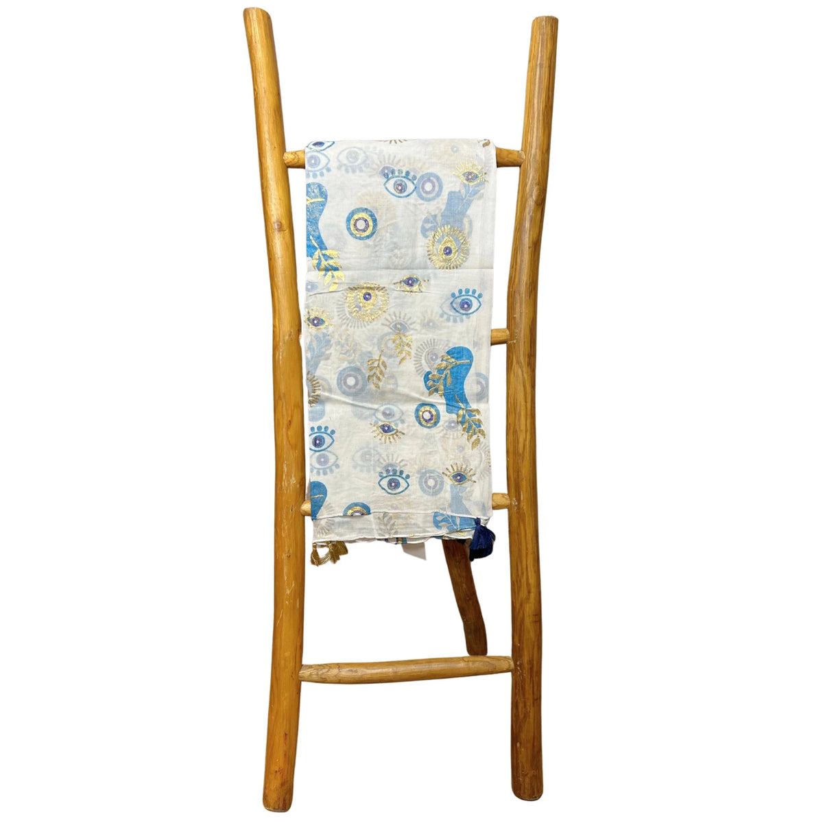 Nomad Sari Pareo  White, Blue & Gold Evil Eye Print