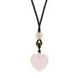 Cord Necklace Gemstone Pendant - Rose Quartz Heart