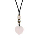 Cord Necklace Gemstone Pendant - Rose Quartz Heart