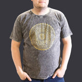 Nomad Sari Stonewashed Cotton T-Shirt  Mandala  Dark Grey  XL