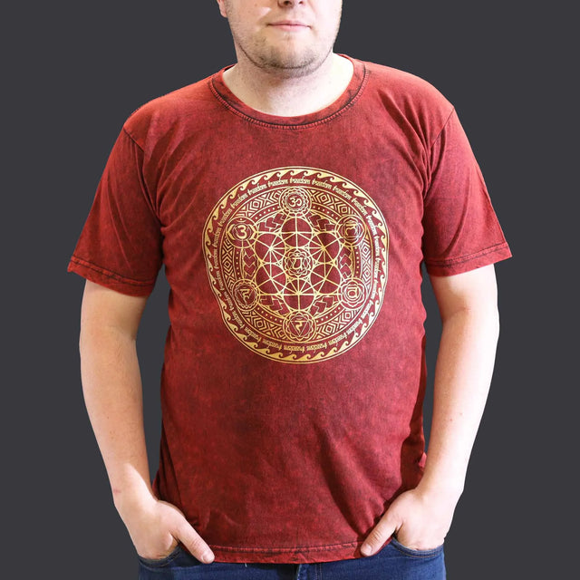 Nomad Sari Stonewashed Cotton T-Shirt  Chakra  Maroon  XL