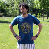 Nomad Sari Stonewashed Cotton T-Shirt  Hamsa  Blue  Medium
