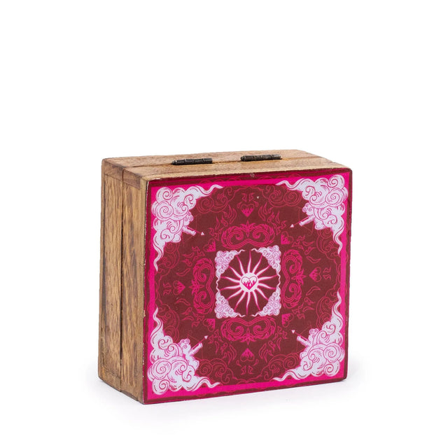 Hop Hare Small Enameled Square Box - Heart & Cupid