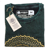 Nomad Sari Stonewashed Cotton T-Shirt - Mandala - Green - Medium