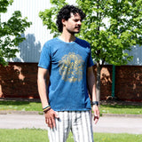 Nomad Sari Stonewashed Cotton T-Shirt  Hamsa  Blue  Medium