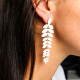 Pearl - Vintage Glass - Long Drop - Earrings