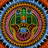Handbrushed Cotton Wall Art - Hamsa