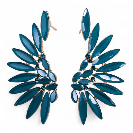Teal Green - Vintage Glass - Angel Wings - Earrings