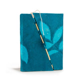 Lokta Bold Floral Bamboo Lock Notebook  Medium (15x12cm)  45 Leaves  Midnight Blue