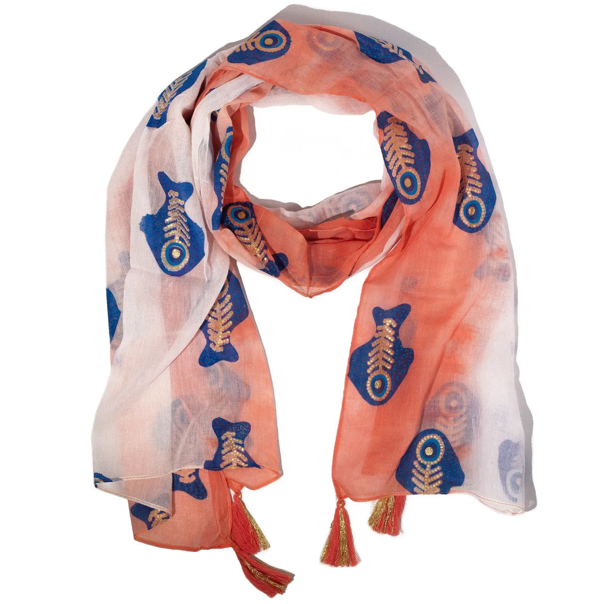 Nomad Sari Aqua Fish Scarf  Coral (180x50cm)