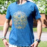 Nomad Sari Stonewashed Cotton T-Shirt  Hamsa  Blue  Medium
