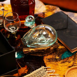 Molten Glass Duck Decanter on Wood with Stopper 19cm