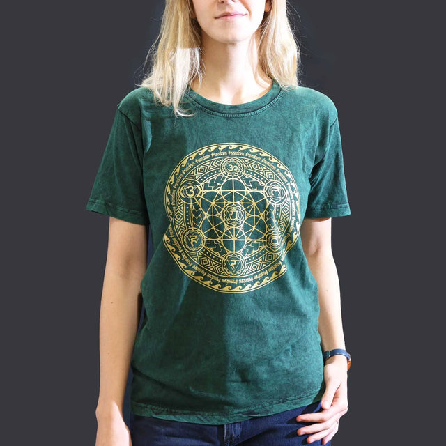 Nomad Sari Stonewashed Cotton T-Shirt  Chakra  Green  Small
