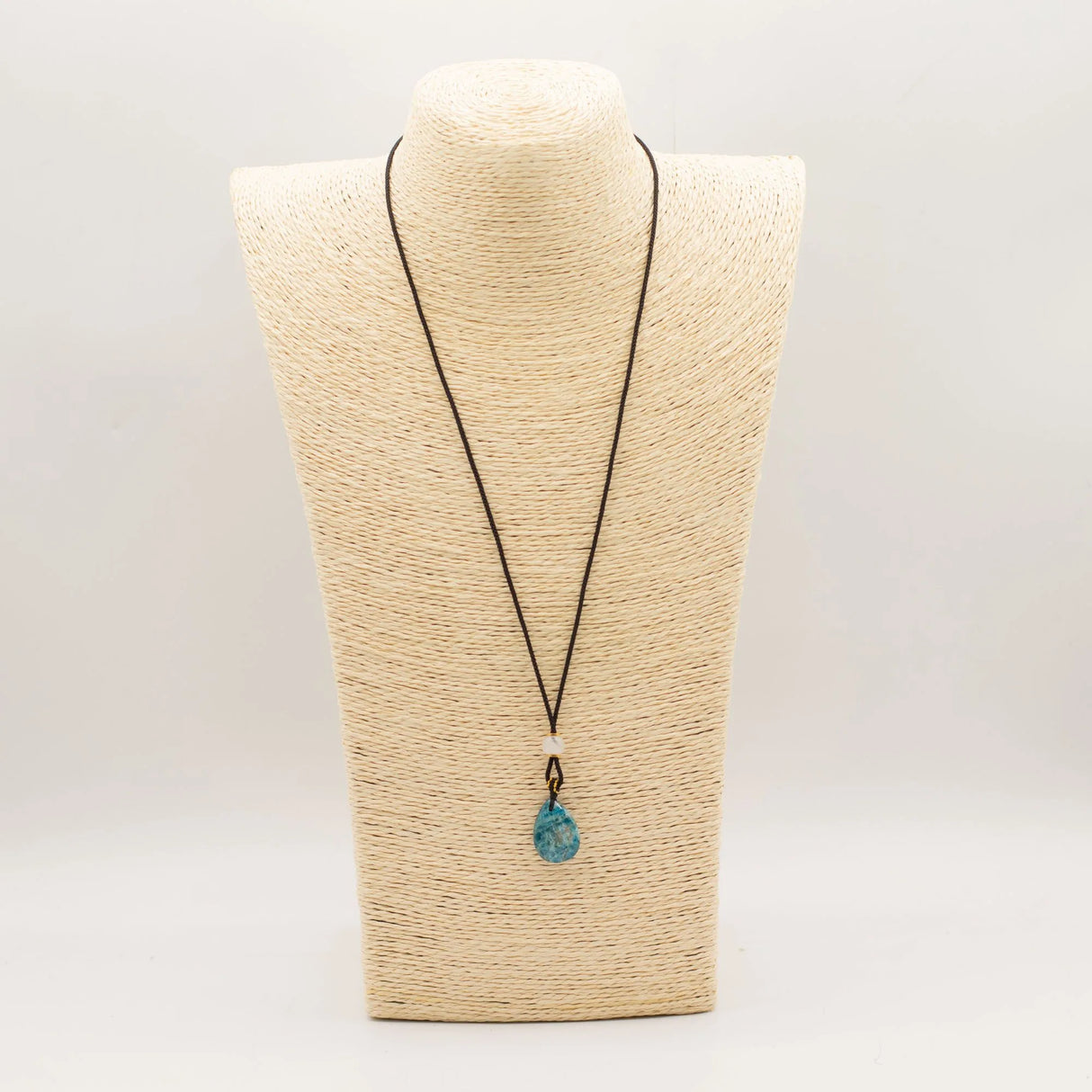 Cord Necklace Gemstone Pendant - Howlite Teardrop