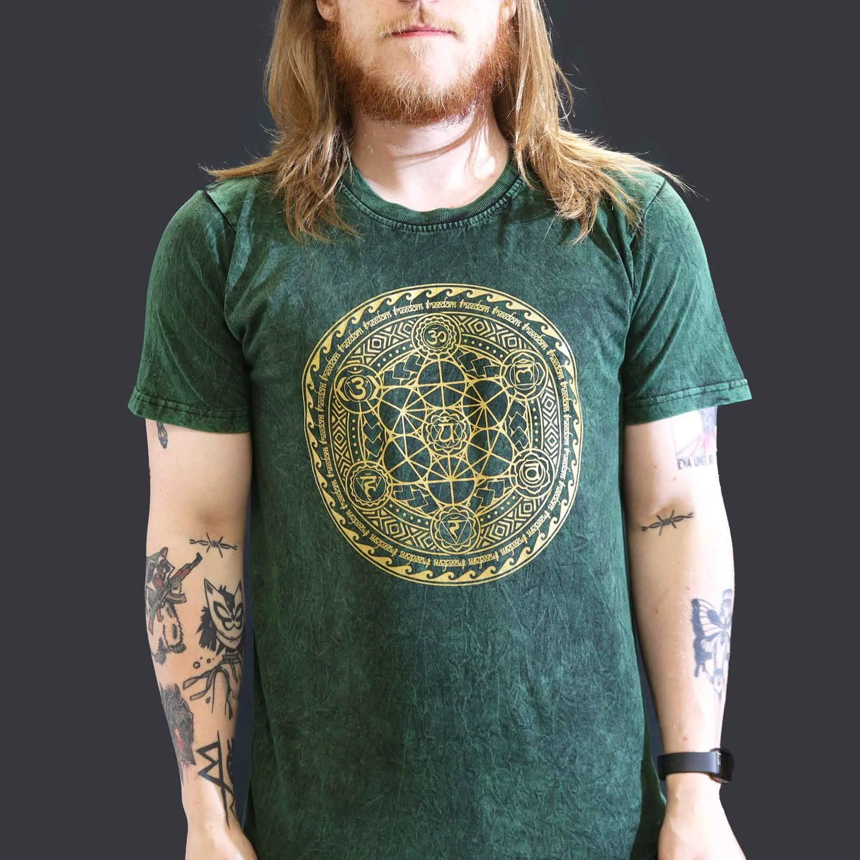 Nomad Sari Stonewashed Cotton T-Shirt  Chakra  Green  Large