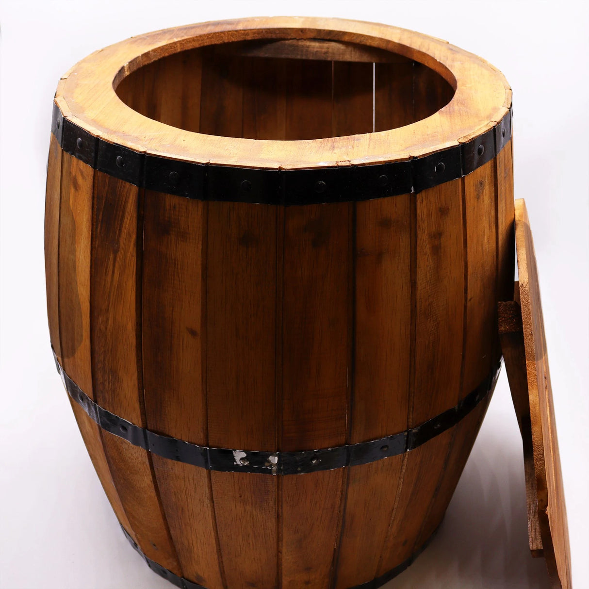 Beer Barrel Table & Parasol Stand  Natural Wood 60 x 48.5 cm
