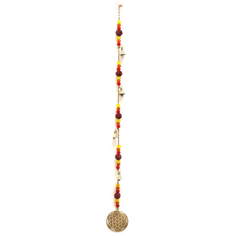 Indian Chimes - Brass Flower of Life with Rudraksha Beads String Bells