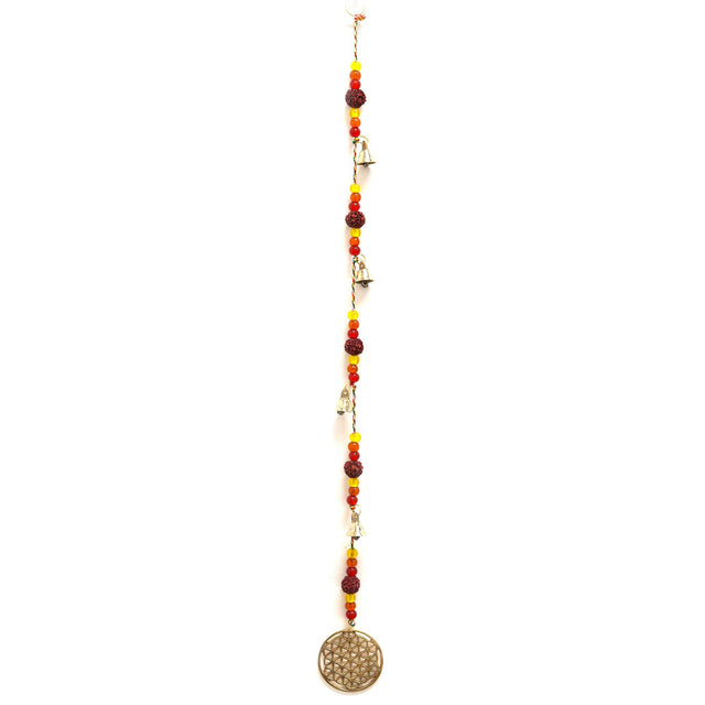 Indian Chimes - Brass Flower of Life with Rudraksha Beads String Bells