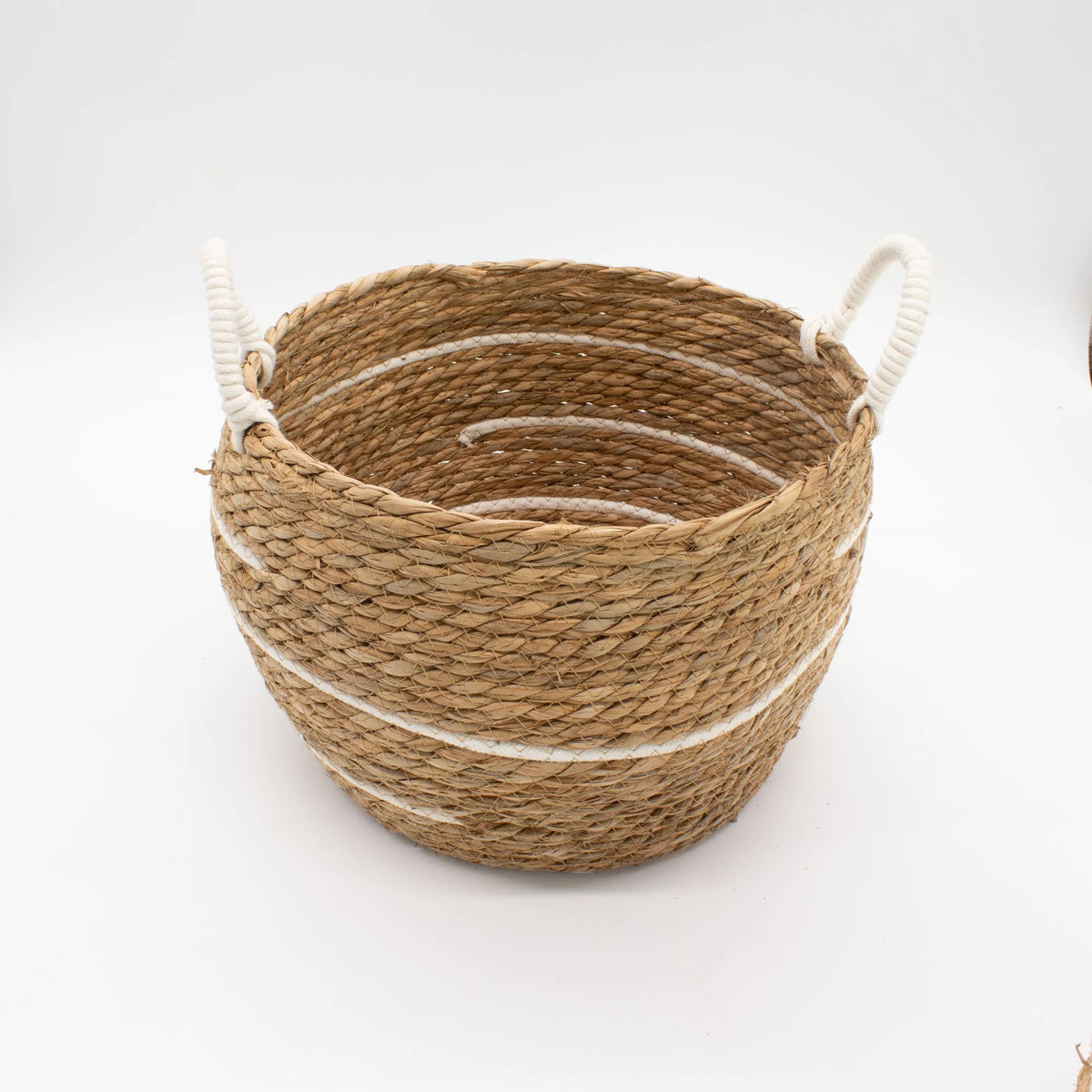 Cotton & Seagrass Large Baskets  Natural Stripes  Set of 3