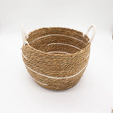 Cotton & Seagrass Large Baskets  Natural Stripes  Set of 3