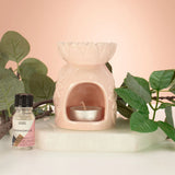 Ceramic Sunflower Oil Burner - Pastel Pink