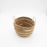 Cotton & Seagrass Large Baskets  Natural Stripes  Set of 3