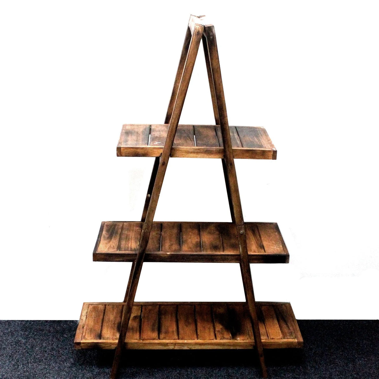 Folding Wooden A-Frame Shelf  Brown