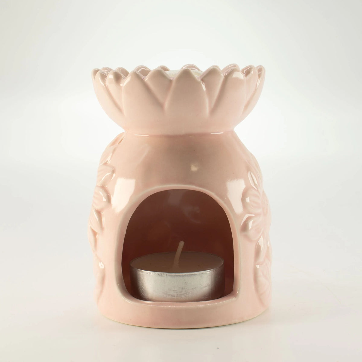 Ceramic Sunflower Oil Burner - Pastel Pink