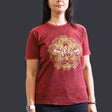 Nomad Sari Stonewashed Cotton T-Shirt  Hamsa  Maroon  Medium