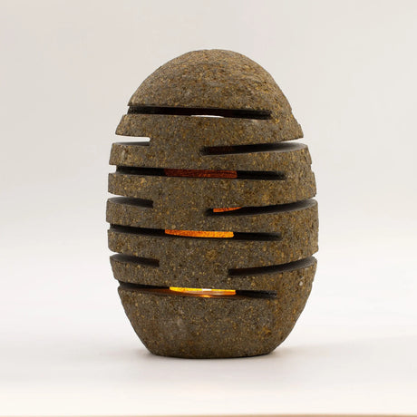 Natural Riverstone Candle Holder - Standing Stone Cut  (10x13x22cm)