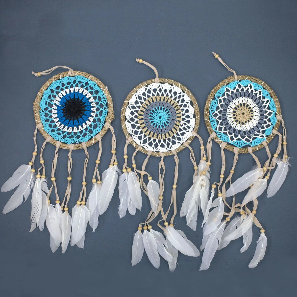 Pastel Blue Macram Dream Catcher 16cm (asst colours)