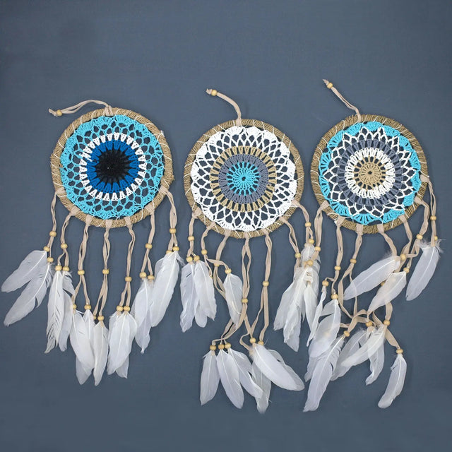 Pastel Blue Macram Dream Catcher 16cm (asst colours)