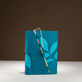Lokta Bold Floral Bamboo Lock Notebook  Medium (15x12cm)  45 Leaves  Midnight Blue