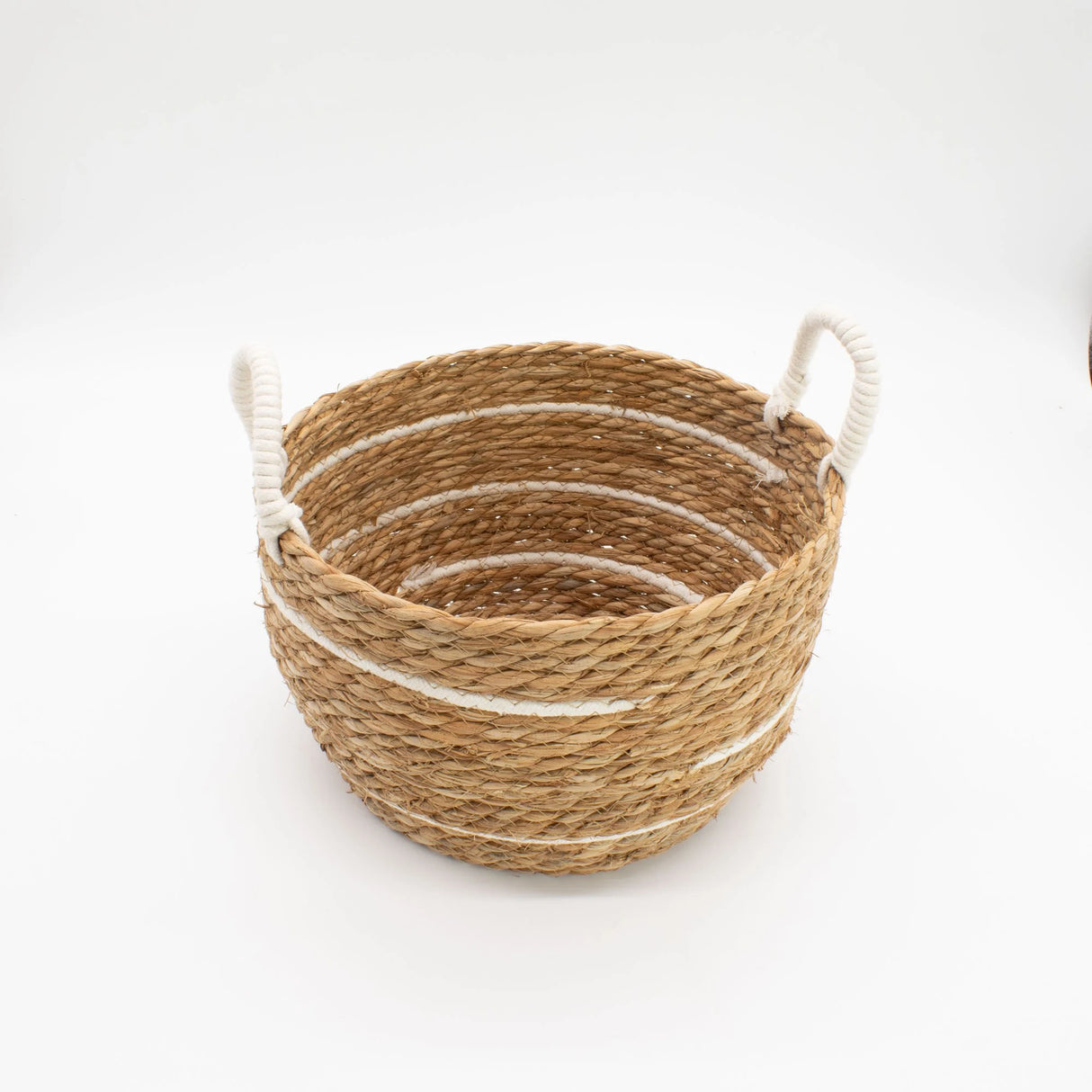 Cotton & Seagrass Large Baskets  Natural Stripes  Set of 3
