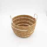 Cotton & Seagrass Large Baskets  Natural Stripes  Set of 3