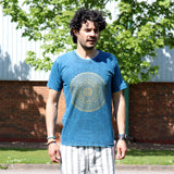 Nomad Sari Stonewashed Cotton T-Shirt - Mandala - Blue - Medium