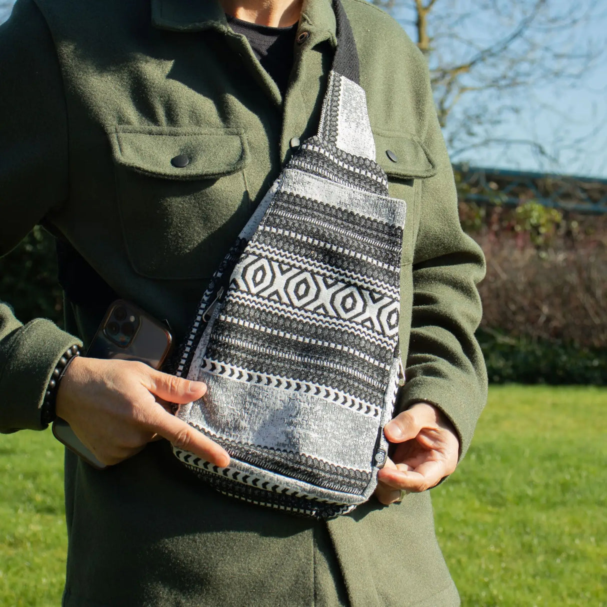 Nomad Sari Jacquard Natural Cross Bag - Urban Caravan