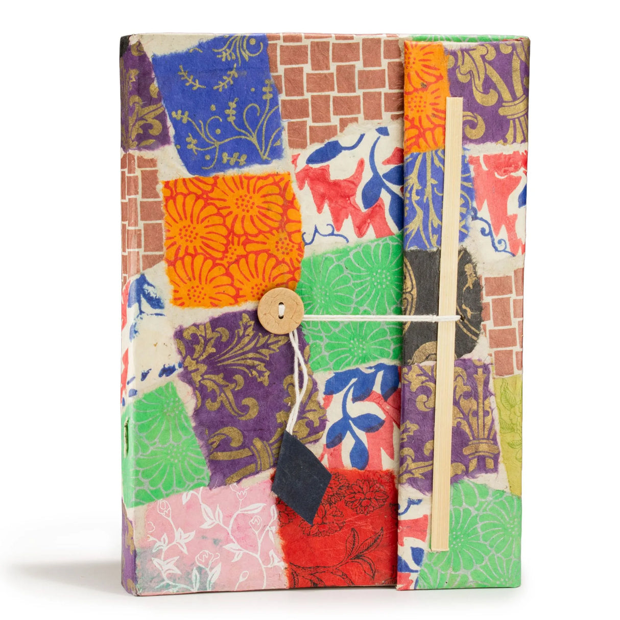 Lokta Patchwork Notebook  Large (21x15cm)  45 Leaves  Includes Bookmark  Multi Colour