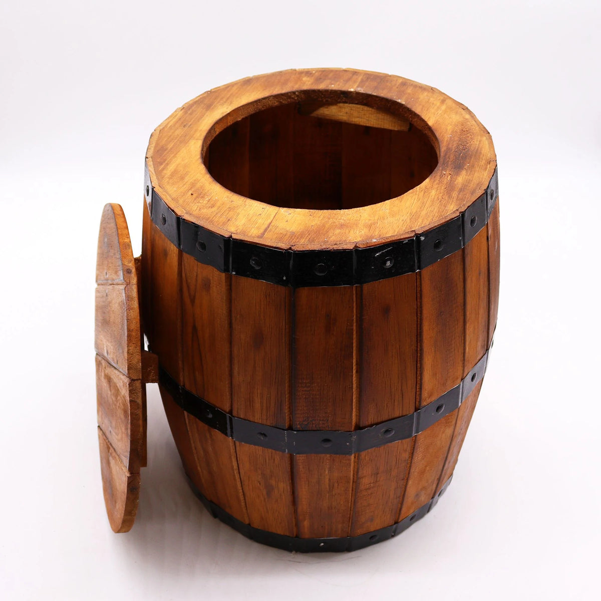 Beer Barrel Stool & Parasol Stand  Natural Wood 38 x 32 cm